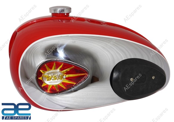 BSA A65 Thunderbolt Kraftstofftank Rot Chrom Stahl Vorne-image