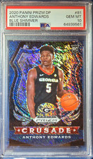 2020 Anthony Edwards Panini Prizm Draft Picks #81 Blue Shimmer /13 PSA 10 POP 2