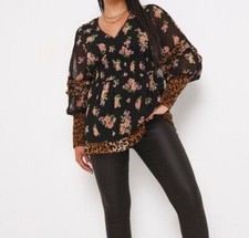 SIMPLY BE LADIES MIXED PRINT SHIRRED PEPLUM BLOUSE NEW ( REF 375) SALE