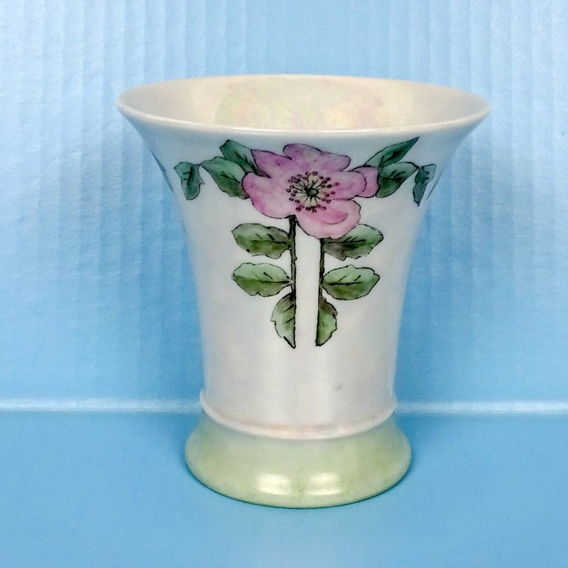 Thomas Bavaria Artist Signed Porcelain Vase Hand Painted Germany Roses Iridescen