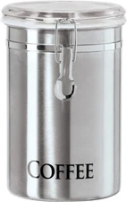Oggi 62-Ounce Brushed Stainless Steel ″Coffee″ Airtight Canister with Acrylic...