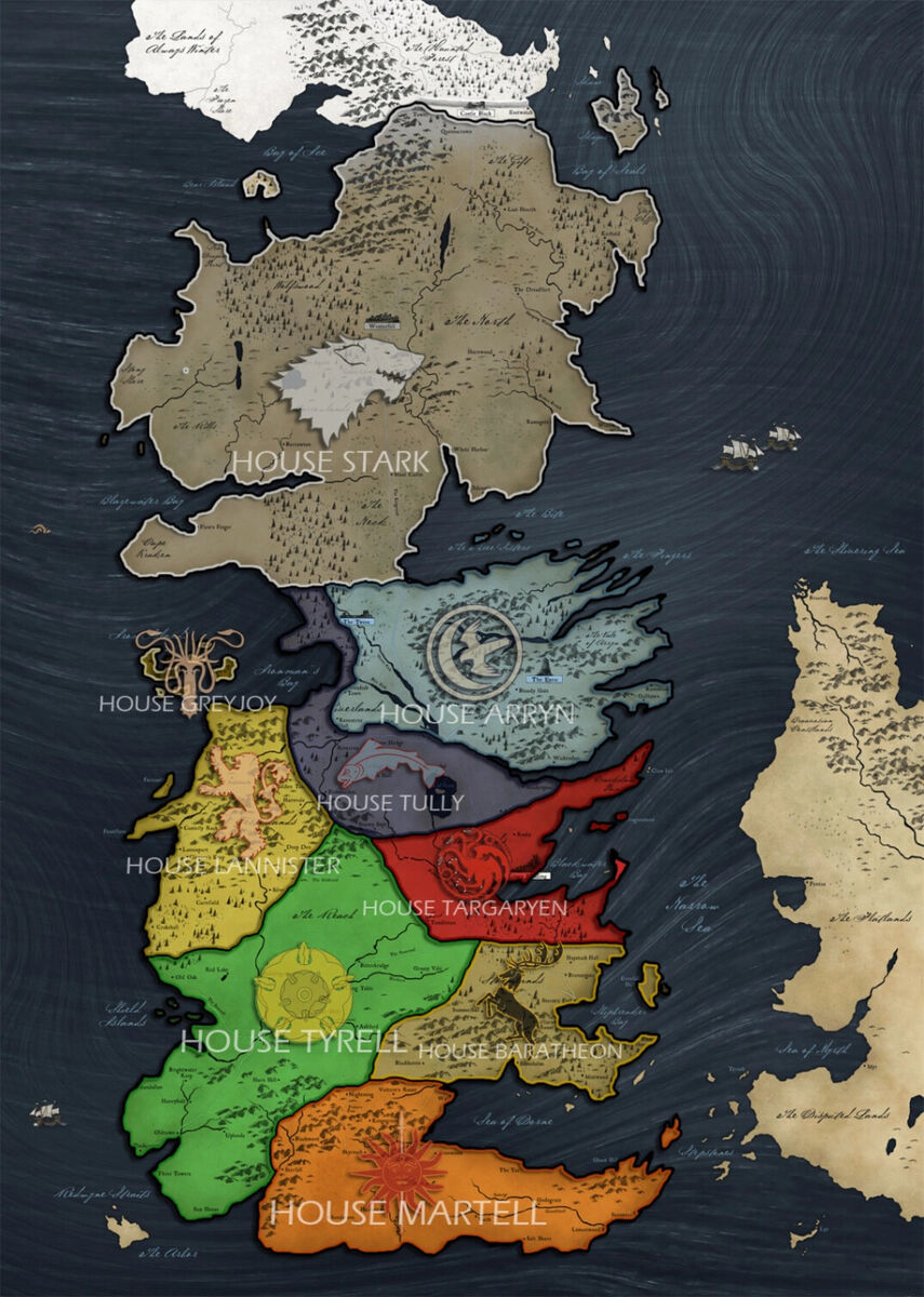 Stark Family Timeline Map  Game of thrones map, 13 game, Map