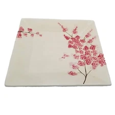 Tabletops Gallery Celine 10” Ceramic Square Dinner Plate Cherry Blossoms