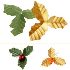 50Pcs Golden/Green Artifical Leaves Rose Flower Leaf Wedding Bouquet Decoration