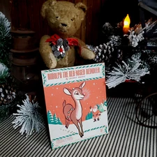 PRIMITIVE VICTORIAN RETRO VINTAGE OLD STYLE CHRISTMAS SANTA RUDOLPH MUSIC SIGN