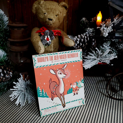 PRIMITIVE VICTORIAN RETRO VINTAGE OLD STYLE CHRISTMAS SANTA RUDOLPH ...