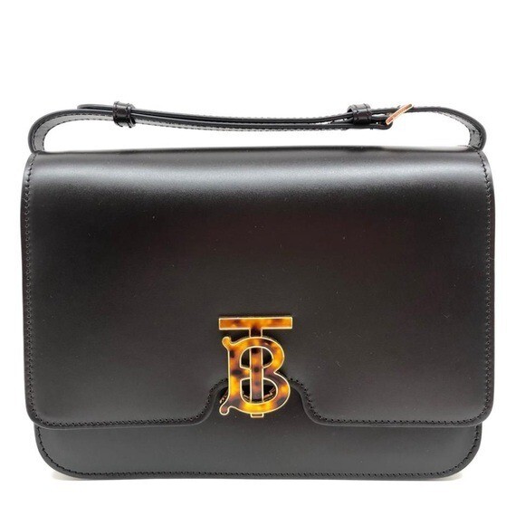 Burberry New With Rags TB Logo Medium Black Coffee Leather Burberry New With Rags TB Logo Medium Black Coffee Leather