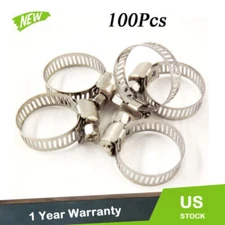 Adjustable 100pcs 1/2"-3/4" Stainless Steel Drive Hose Clamps Fuel Line Worm