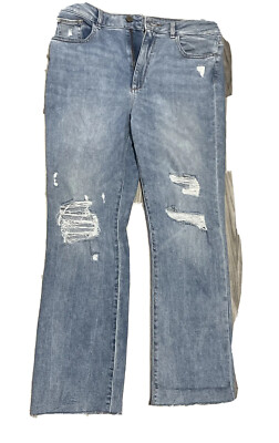 DL1961 Jerry High Rise Straight Jeans Women's 29 Light Blue Distressed Ripped