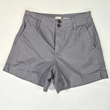 New Day Shorts Womens Size 2 Pockets Stretch Double-Button Gray