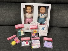 NIB American Girl Bitty Baby Twins 2 Doll Blue   3 Doll Pink  Baby Care