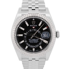2022 PAPERS Rolex Sky-Dweller BLACK Steel 18K White Gold 42mm JUBILEE 326934 BOX
