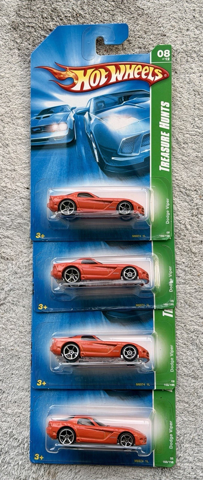 2008 HOT WHEELS TREASURE HUNT SELLING ALL 4 DODGE  VIPER 168/196 M6974-0918F