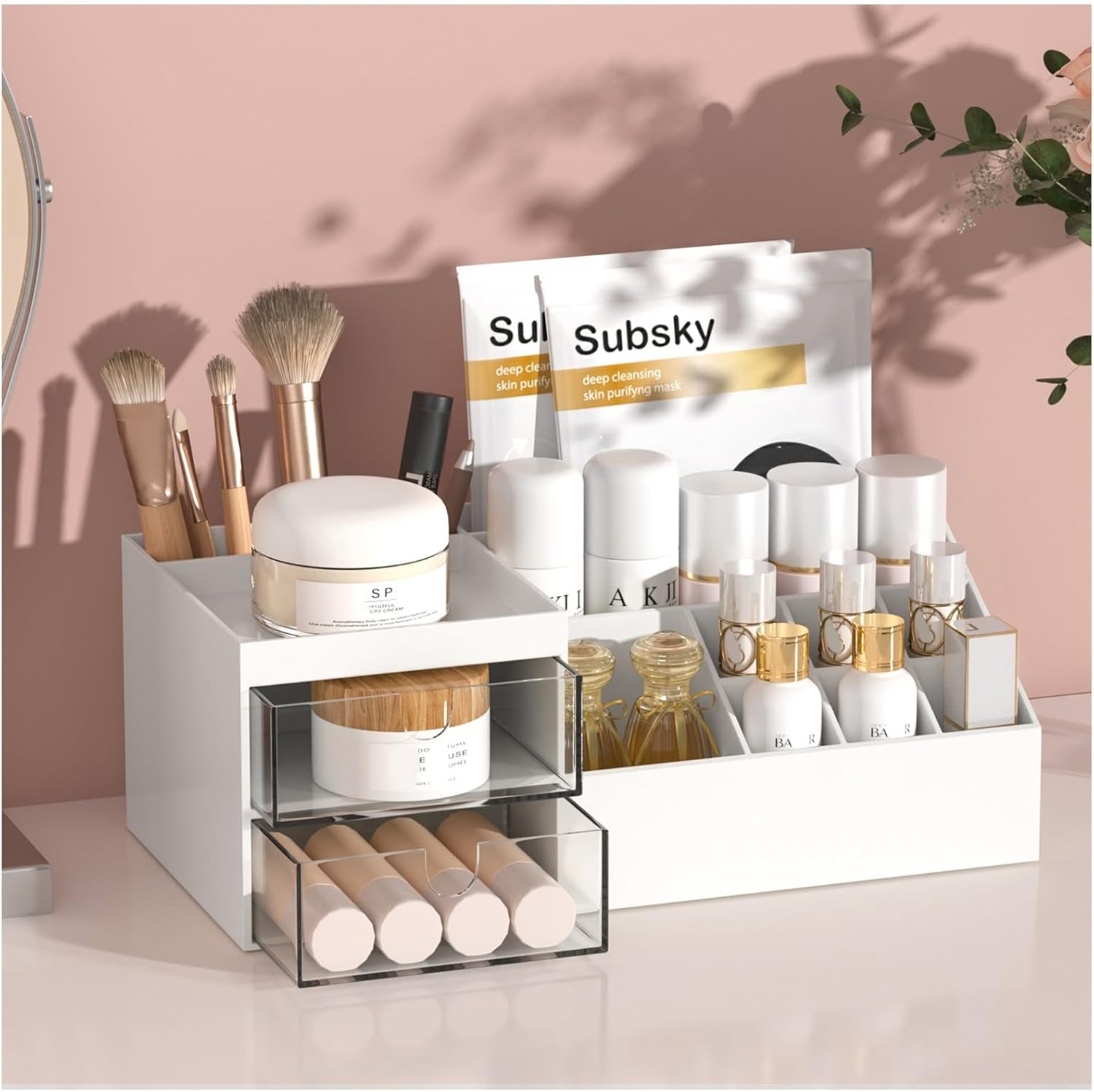 Makeup Organiser Cosmetics Storage with Drawers, Skincare Organiser, Offices Mul