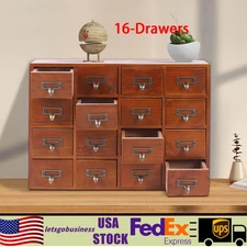 Desk Drawer Organizer Wooden Storage Box Rustic Small Parts Tool Box Cabinet NEW
