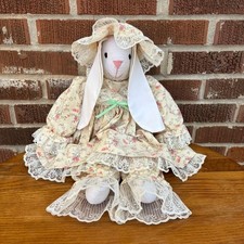 Vintage Handmade Easter Bunny Floral Fabric Retro Farmhouse Spring Decor Easter