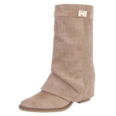 Damen Cowboyboots mit perforiertem Look Ital-Design 3470 in Hellbraun