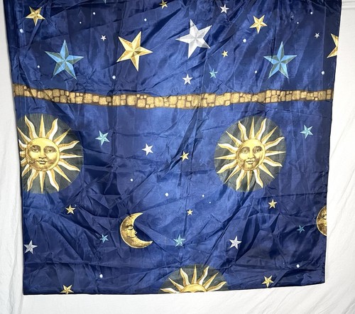 Vintage Celestial Shower Curtain Sun Moon & Stars Blue Gold Mainstays Polyester