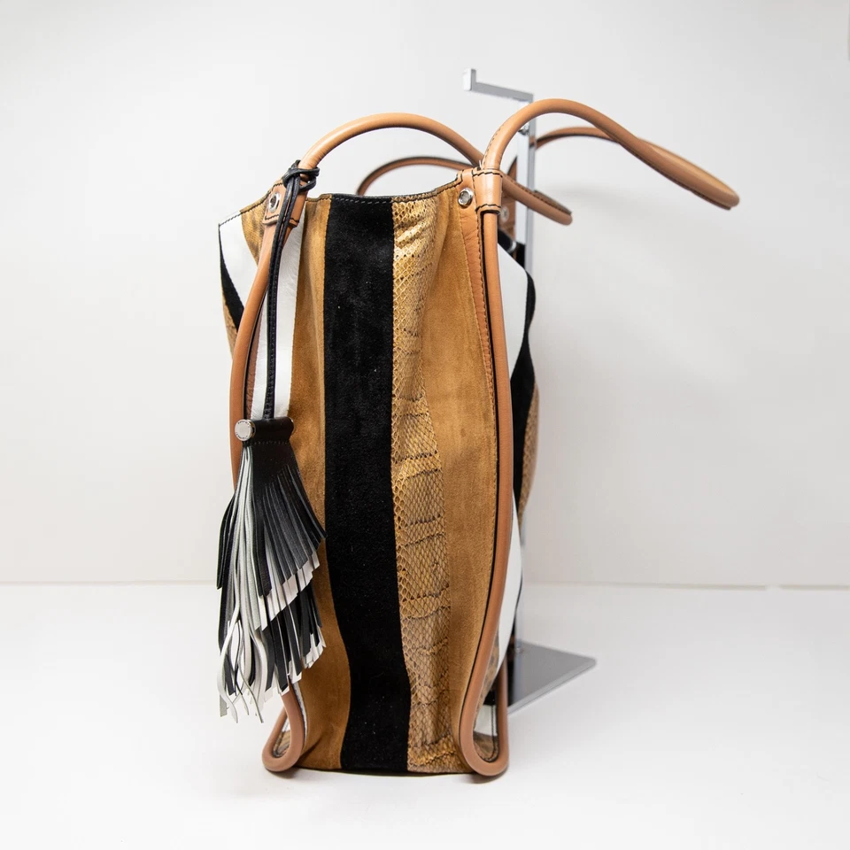 Bolso de Hombro Cartera Proenza Schouler Cuero Genuino Marrón Rayas Estampado Animal Foto 3 de 4