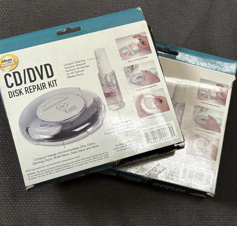 Lote de 2 Kit de Reparación de Discos CD/DVD por Ideas In Motion En Paquete Limpiador de Arañazos Foto 2 de 2