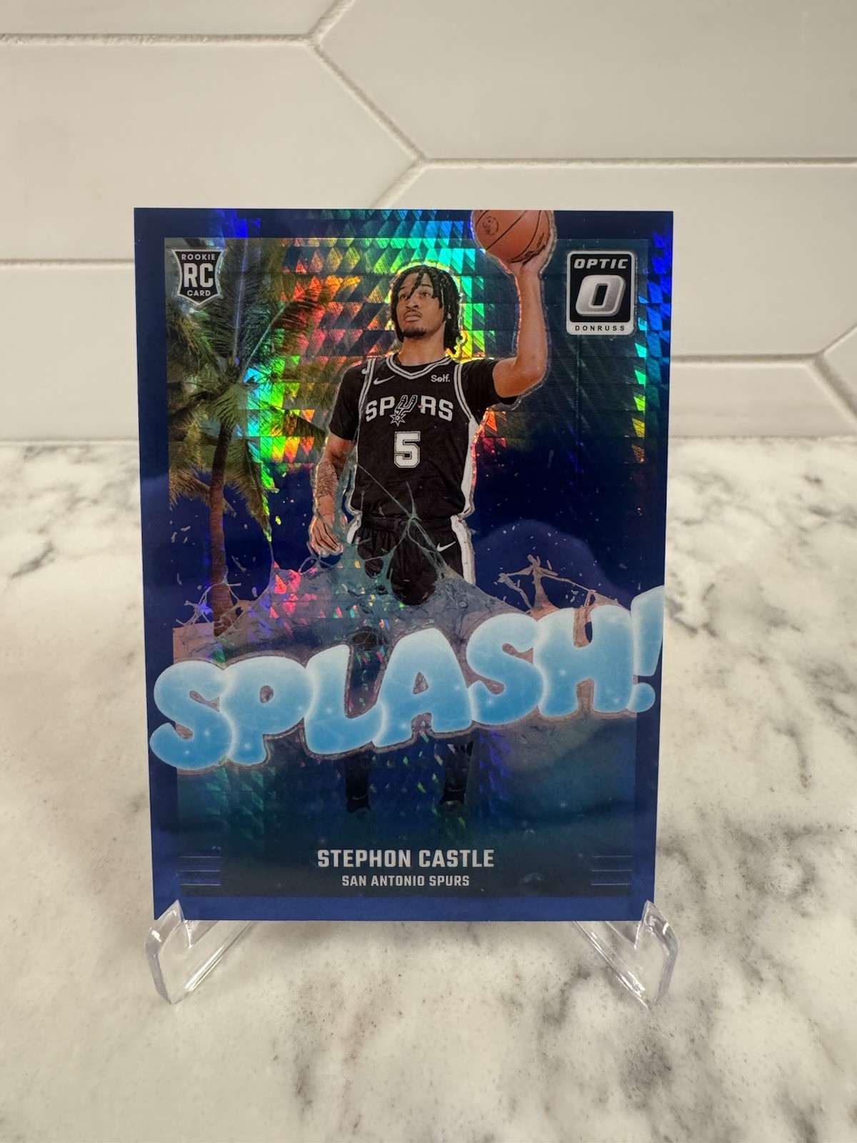 2024 Panini Donruss Optic Stephon Castle Splash Blue Hyper /175 Spurs RC Rookie