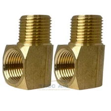 2 Pack 3/8" NPT Brass Street Elbow 90 Degree Pipe Thread Fitting Male Female