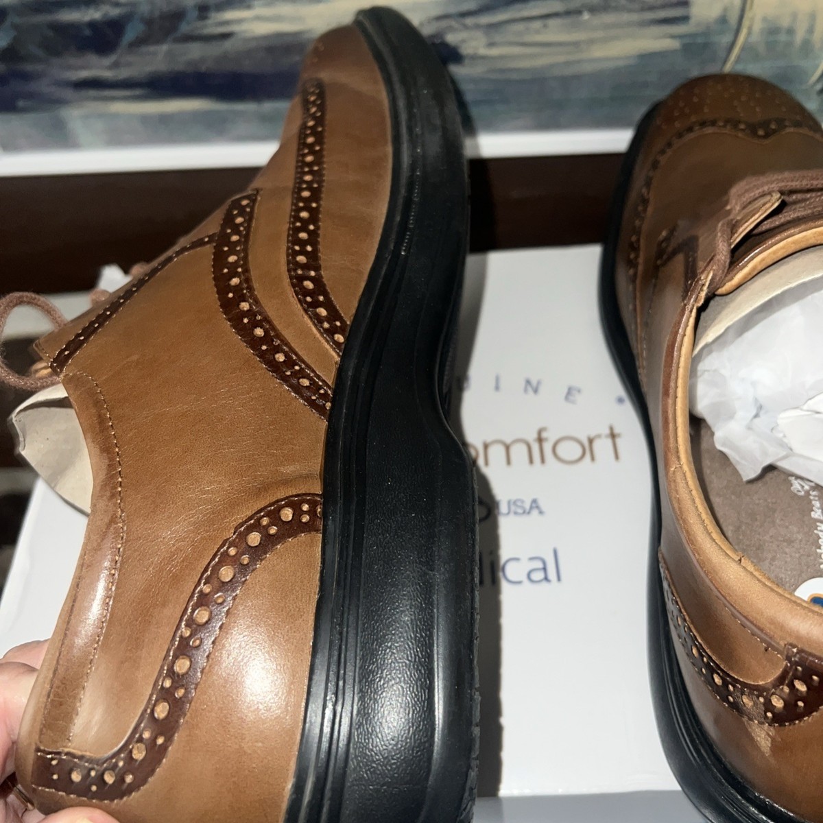 Dr. Comfort Wing‎ Oxford Shoes Mens Size 15 XW Wingtip Diabetic Orthopedic 8320 Dr. Comfort Oxford Leather Upper Dress Shoes for Men for  main image 3