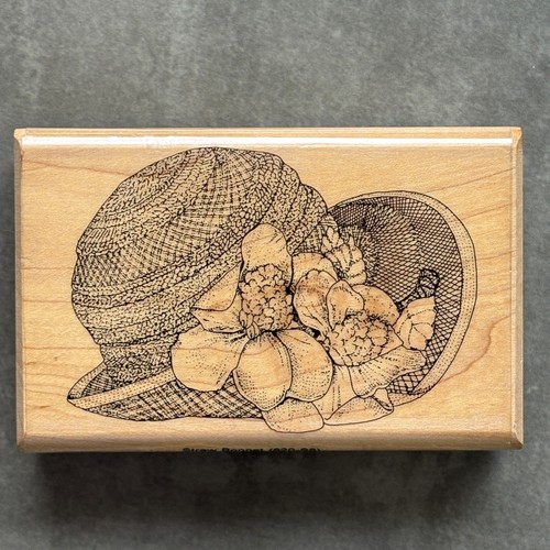Mostly Animals Straw Bonnet Rubber Stamp Retro Flapper Style with Flowers Hat