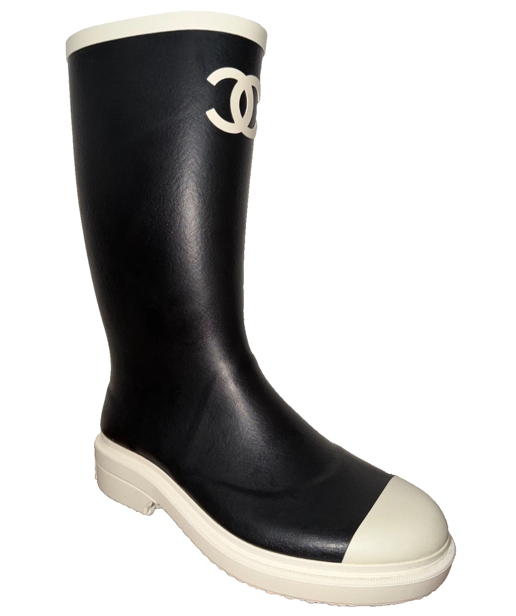 CHANEL レインブーツ ラバーブーツ ブラック ホワイト　サイズ41 CHANEL Rain Boots for Women for sale - eBay