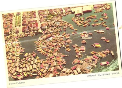 Manaus Amazonas Brazil Aerial View of the Floating City Vintage Postcard