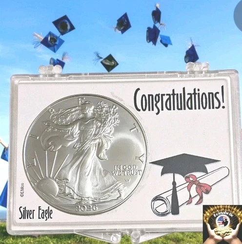 2026 $1 American Silver Eagle 1 oz BU, CONGRATULATIONS Snaplock FAST Ship🚢