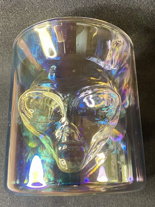 RARE ALIEN DRINKING GLASS LTD TO ROSWELL SHOP OWNER & PARTNER DESIGN Suspension