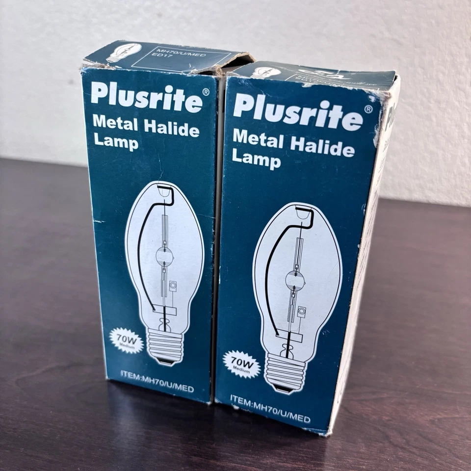 Pair Of Two (2) MP70/U/med 70w Metal Halide Medium Base Coated lamp - Plusrite - Image 3 of 4