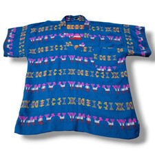 Vintage Guatemala Shirt XXL Vintage Mayan Huipil Style Top Bohemian Ethnic Folk
