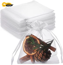 100PCS White Organza Jewelry Bags Drawstring 3 X 4 Inch, Little Mesh Gift Pouche