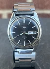 VTG MENS SEIKO 6119-8093 1970 Black Dial Silver Watch Works Very Nice Condition