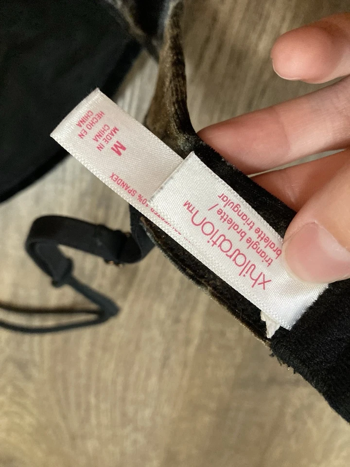 Xhilaration Multi Colored Velvet Triangle Bralette Size Medium - Image 2 of 4