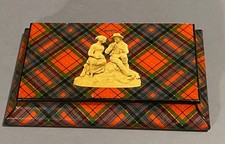 Antique Caledonia Tartan Ware Box Sewing Tape Advertising Tartanware Sewing Tool