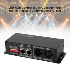 LED RGB Controller 3x8A Decoder With Digital Display 3 Channel DMX512-3CH 8
