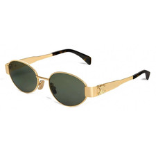 Celine CL40235U 30N Triomphe Oval Sunglasses   Gold Green Lens 100 Authentic