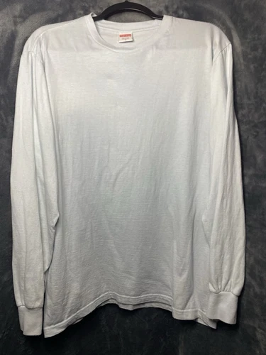 Chemise pré rétrécie bleue à manches longues d'occasion, Supreme, moyenne pour homme.