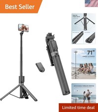 71'' Adjustable Phone Tripod  Selfie Stick with Remote for All Smartphones