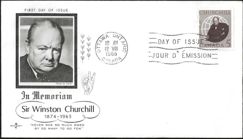 🍁Canada  #440  "SIR WINSTON CHURCHILL"  Fine Used  1965  Rosecraft Issue    (B)