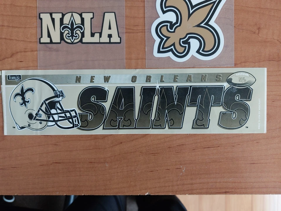 (4) Calcomanías adhesivas para parachoques New Orleans Saints casco Fleur De Lis NOLA auto coche Foto 3 de 4