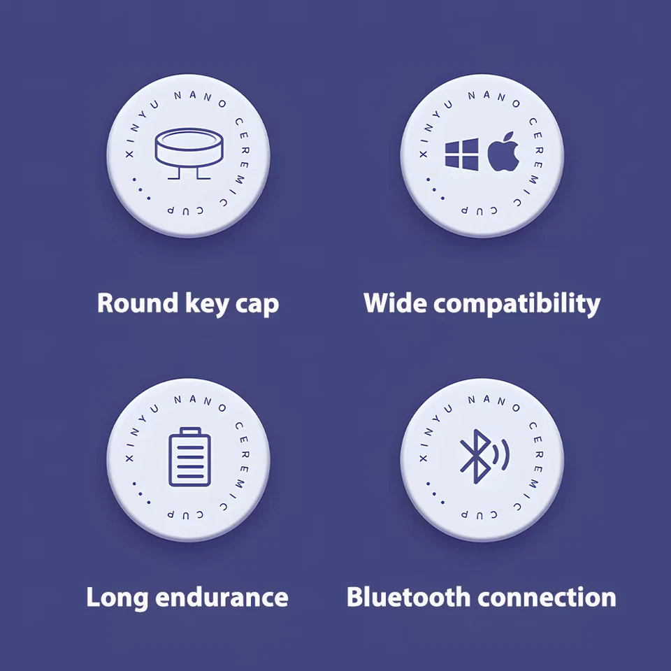 round Key Bluetooth Wireless Keyboard for Android IOS Tablet Keyboard and Mouse - Image 3 of 4