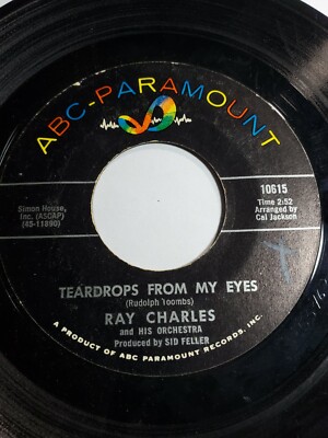 RAY CHARLES -Teardrops From My Eyes/Cry 45 7'' 1965  ABC VG F47A