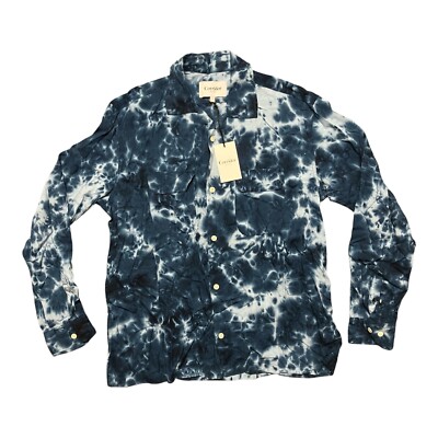 New CORRIDOR Shirt Mens L Blue Tie Dye Relaxed Fit Long Sleeve Collar Button Up