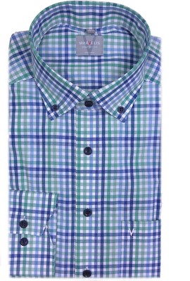Marvelis Hemd Comfort Fit Button Down grün / blau / weiss Karo 7023.64.45