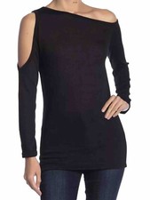 Go Couture Women’s BLACK Asymmetrical Off The Shoulder Sweater USA MADE Size M