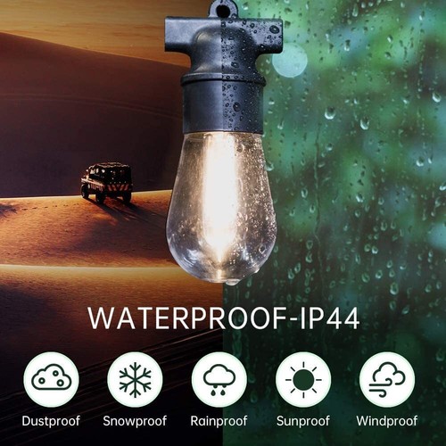 49FT Outdoor LED String Lights Shatterproof Bulbs Waterproof Patio Garden Decor - Picture 6 of 11